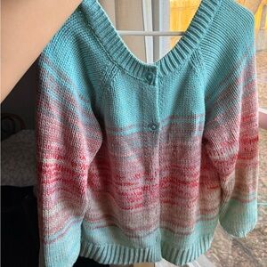 525 America Blue and Pink Striped Cardigan
